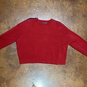 Brandy Melville red knitted striped sleeve retro style cropped sweater